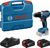 Bosch GSR 18V-65 akku-boremaskinesæt med kuffert og batterier.